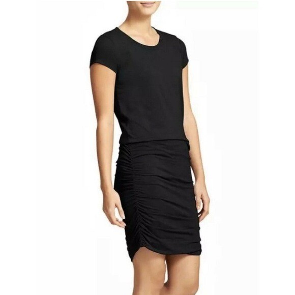 black ruched shirt dress Holly black girl prom gown – MyBabyByMerry main image 0