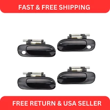 Door Handle with Keyhole Smooth Black Outer Outside Set of 4 for 00-06 Sentra