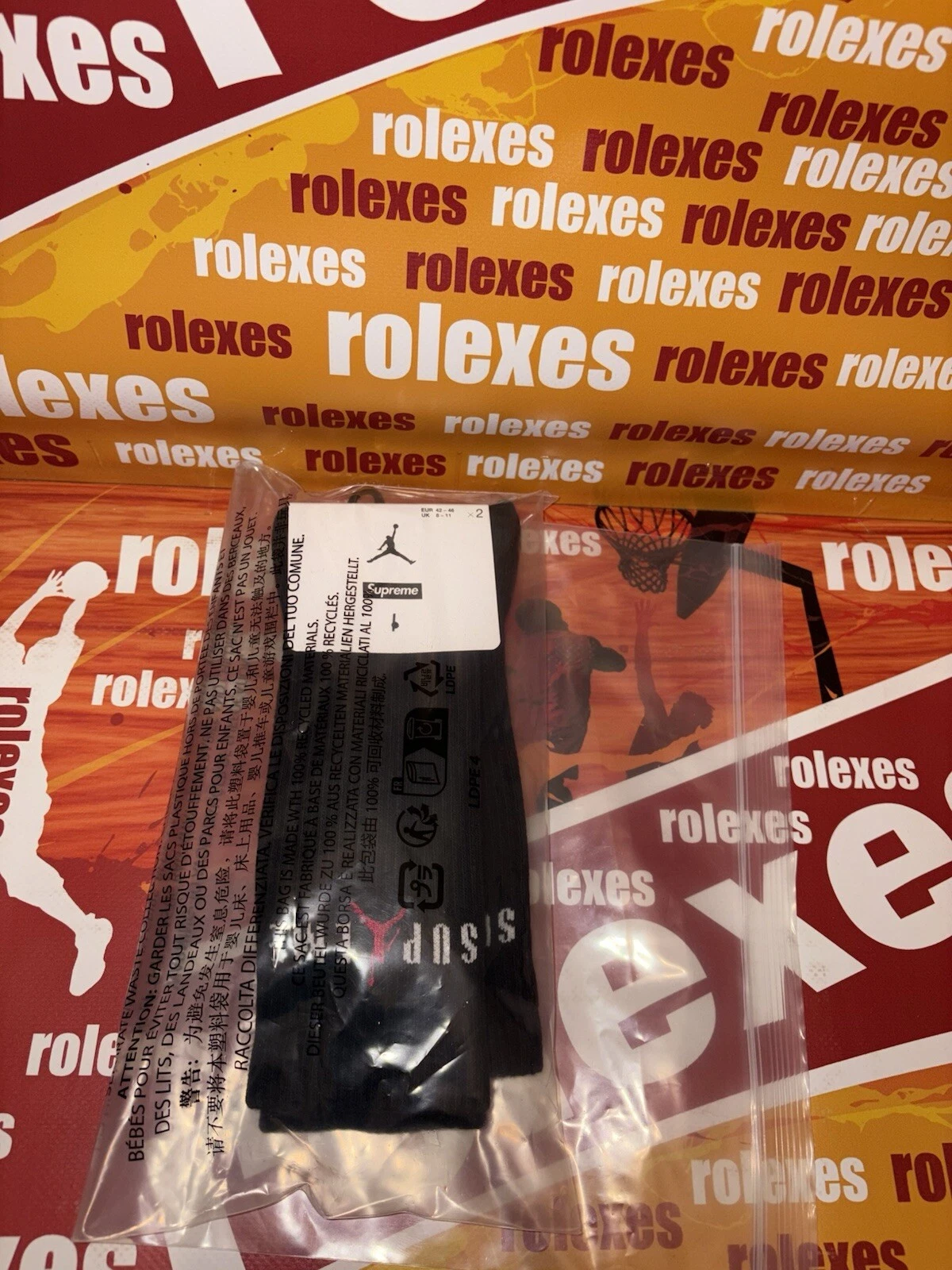 Chaussettes Supreme Jordan Crew noires Large