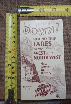 Sommer 1933 Chicago North Western Line Eisenbahn Werbeprospekt günstige Tarife