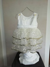 festliches Kleidchen Baby M&auml;dchen Gr&ouml;&szlig;e 80 Hochzeit kleidchen Organza Goldborte