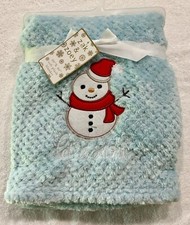 Zak  Zoey Soft Plush Baby Blanket 30 x 40. Let it Snow Snowman Winter Christmas