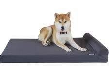 Dogbed4less 42x28 Gray Headrest Memory Foam Platform Dog bed Waterproof Washable