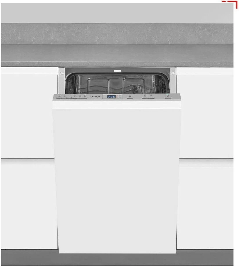 exquisit Einbau-Geschirrspüler EGSP2109-E-030E silber 45cm vollintegriert EEK: E