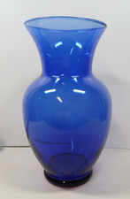 Hand Blown Cobalt Blue Glass Vase 11" Tall