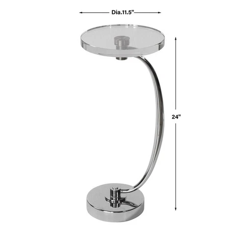 Uttermost Waveney Iron Metal and Crystal Drink Table in Polished Nickel - Picture 7 of 7