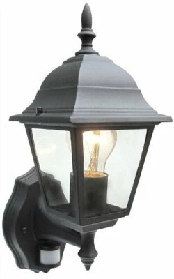 POWERMASTER Outdoor 4 Sided White Or Black Wall Lantern Security Light Complete With PIR