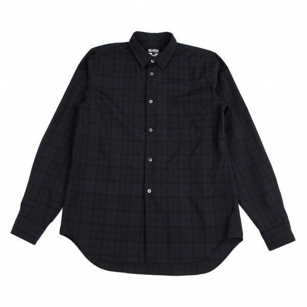 BLACK COMME des GARCONS Washed Wool Blend Tartan Shirt Size