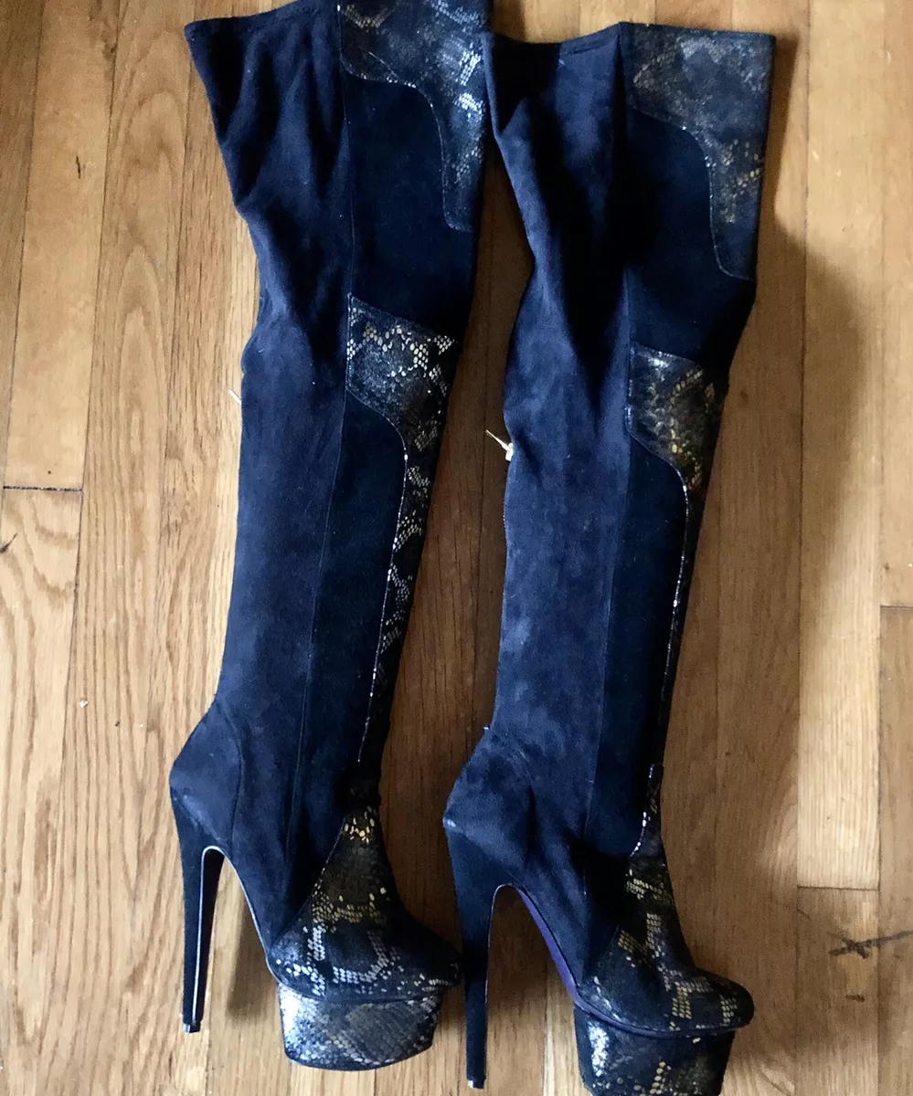 Snakeskin over hotsell knee boots