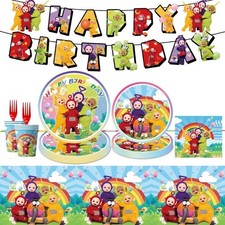 Disposable Tableware Cups Paper Plates Birthday Party Teletubbies Kids Gifts