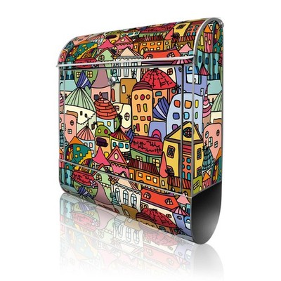 banjado Design Briefkasten mit Zeitungsfach Postkasten Namensschild Funky Town