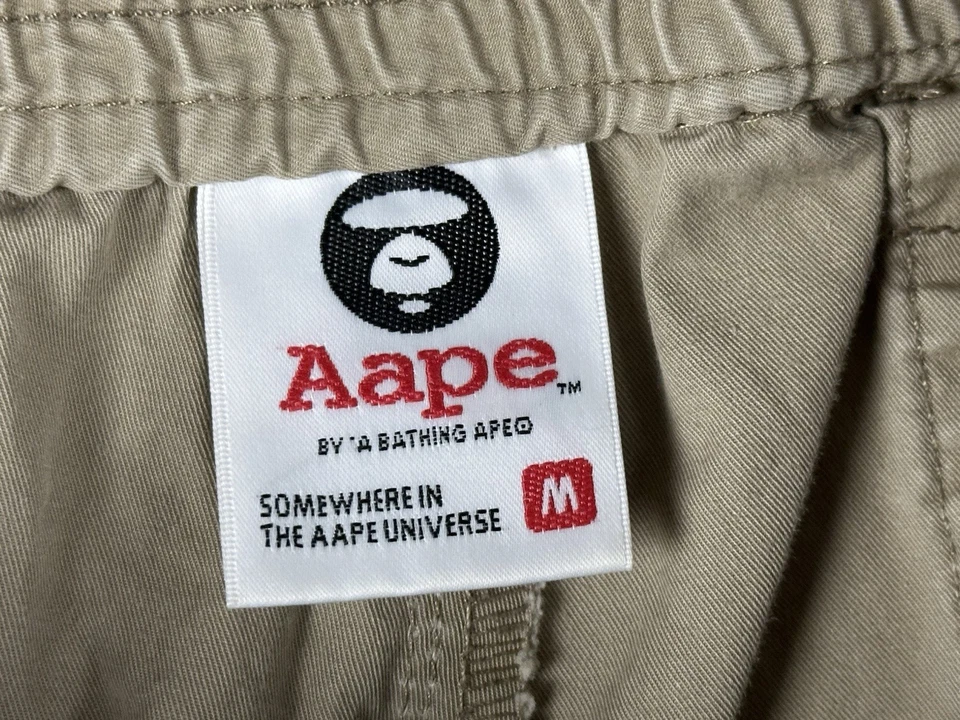 AAPE by A Bathing Ape Short Masculino Tamanho M Cáqui Chino Logotipo Oretrado Gráfico Cinto - Imagem 4 de 4