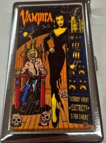 Vampira Card Cigarette Case With Built in Butane Lighter For Kings & 100's