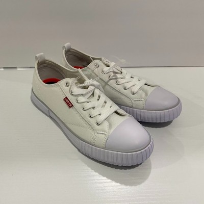 Levis Women's Logo Sneakers Low-Top Shoes White/Grey Sz. 8