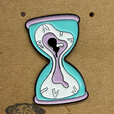 Enamel Pin | Melting Clock Inside of Hourglass | Dali Style