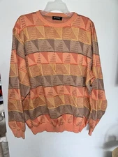 Vintage St. Croix Sweater 3D Knit Biggie Cosby Chunky Large Made in USA Lk Coogi