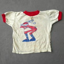 Vintage 70s T-shirt 3T Cream Baseball Player Ringer Number 20 USA Made