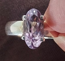 Vintage Sterling Wide Band with Faceted Natural Amethyst Ring
