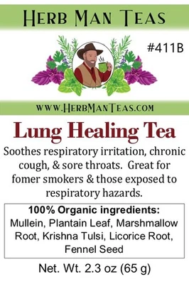 HERB MAN TEAS LUNG HEALING TEA | Herbal Formula Soothes Throat, Dry Cough & Irritated Lungs