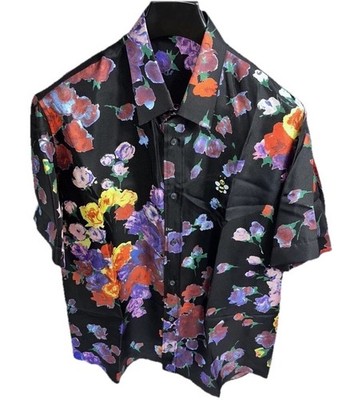 Dior X Kaws Seidenhemd Biene bestickt Blumen Kurzarm Größe 37 UVP 780£