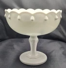 Vintage Indiana Glass Teardrop Milk Glass Pattern Compote Bowl w/Pedestal