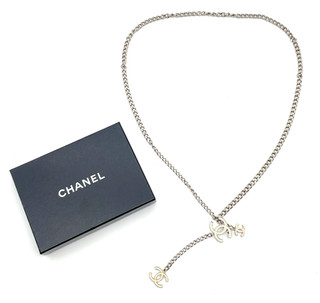 Auth CHANEL Triple Coco Mark Enamel Silver 05V Chain Belt Wbox V060592