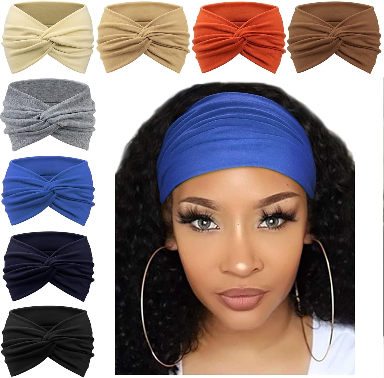 Extra Wide Headbands for Women Large Turban Headband Non Slip Boho Elastic Hair