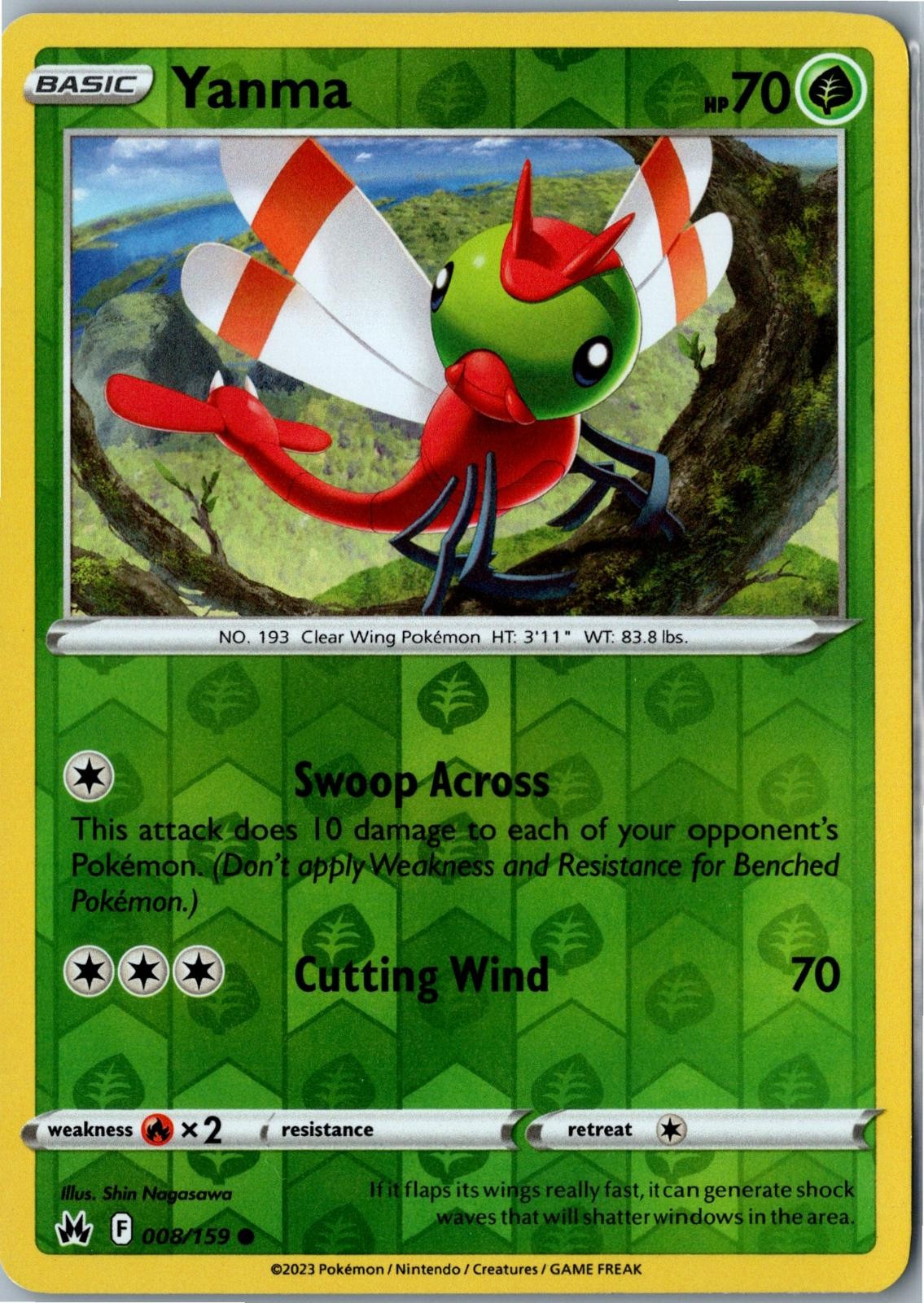 Pokemon Card - Yanma - Crown Zenith - 008/159 - Common Reverse Holo - LP