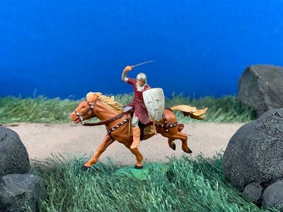 Elastolin 40mm Mounted Norman Figure 1:45 Medieval Knight, Hard Plastic, Hausser