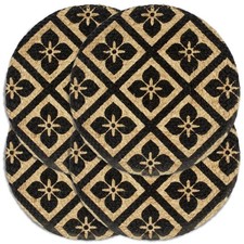 Placemats 4 Piece Round 38cm Jute Black