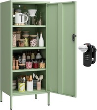 Metal Locker Cabinet Lockable Storage Locker Dark Green 4 Tier Office Home