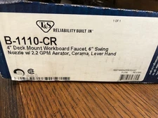 T&S Brass B-1110-CR 4" Deck Mount Workboard Faucet 6" Swing Nozzle, Lever Hand