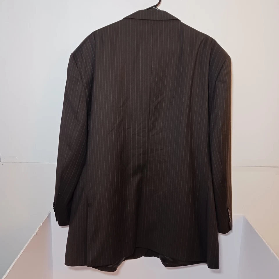 Pronto Uomo 2 Piezas Negro Rayas 100% Lana Traje Chaqueta Pantalones Para Hombre Talla 56R 52X27 Foto 3 de 4