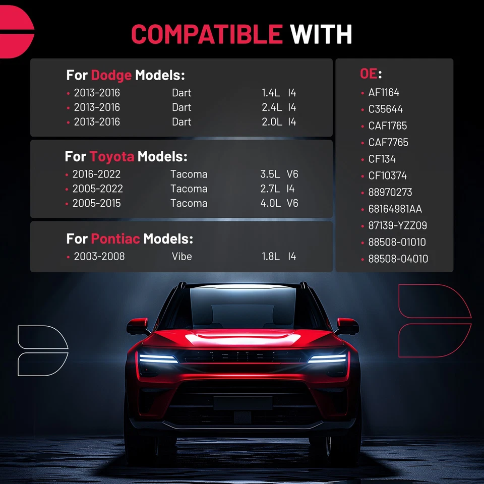 Filtro de aire acondicionado cabina 1 pieza para TOYOTA TACOMA 2005-2022 CF10374 Foto 2 de 4