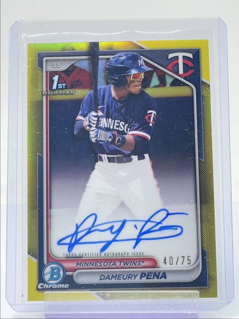 DAMEURY PENA 2024 BOWMAN CHROME 1ST AUTOGRAPH YELLOW AUTO /75 Q1950