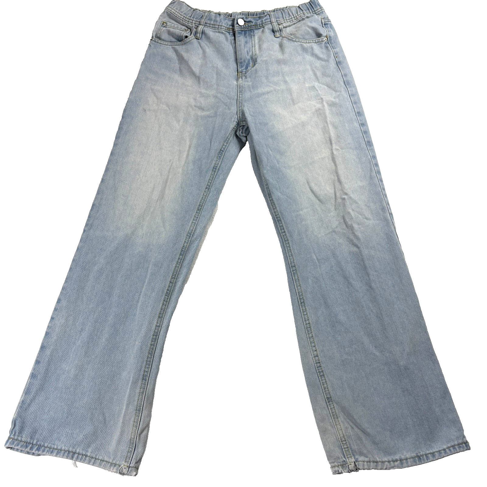 Vintage Light Wash Jeans Womens XL Elastic Waist Straight Leg Y2K Denim Retro 90