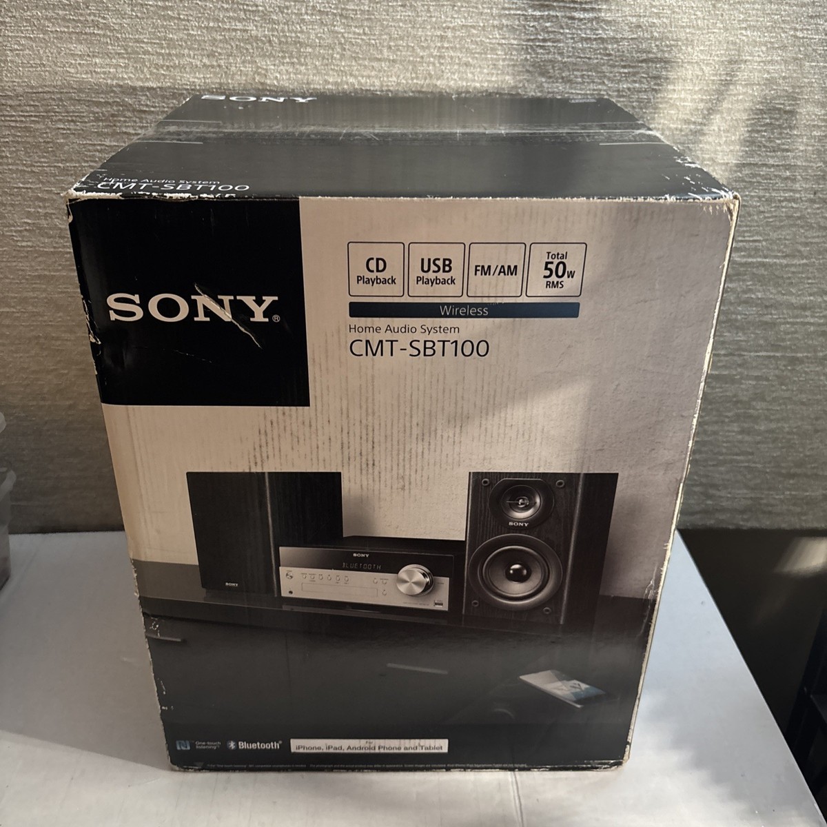 Sony CMT-SBT100 CD AM/FM Bluetooth USB AUX Wireless Home Audio