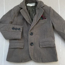 Toddler 2T Boys Hope & Henry Brown Herringbone Blazer Sport Coat Holiday Jacket