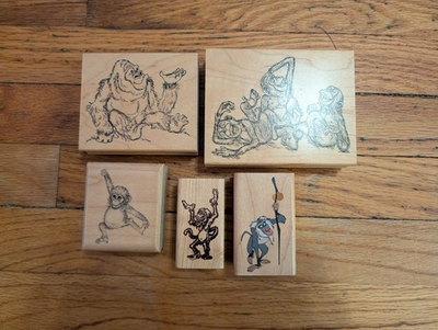#ad Wooden Rubber Stamps Monkeys Gorilla Rafiki Lion King Craft Create Animals Art $20.15