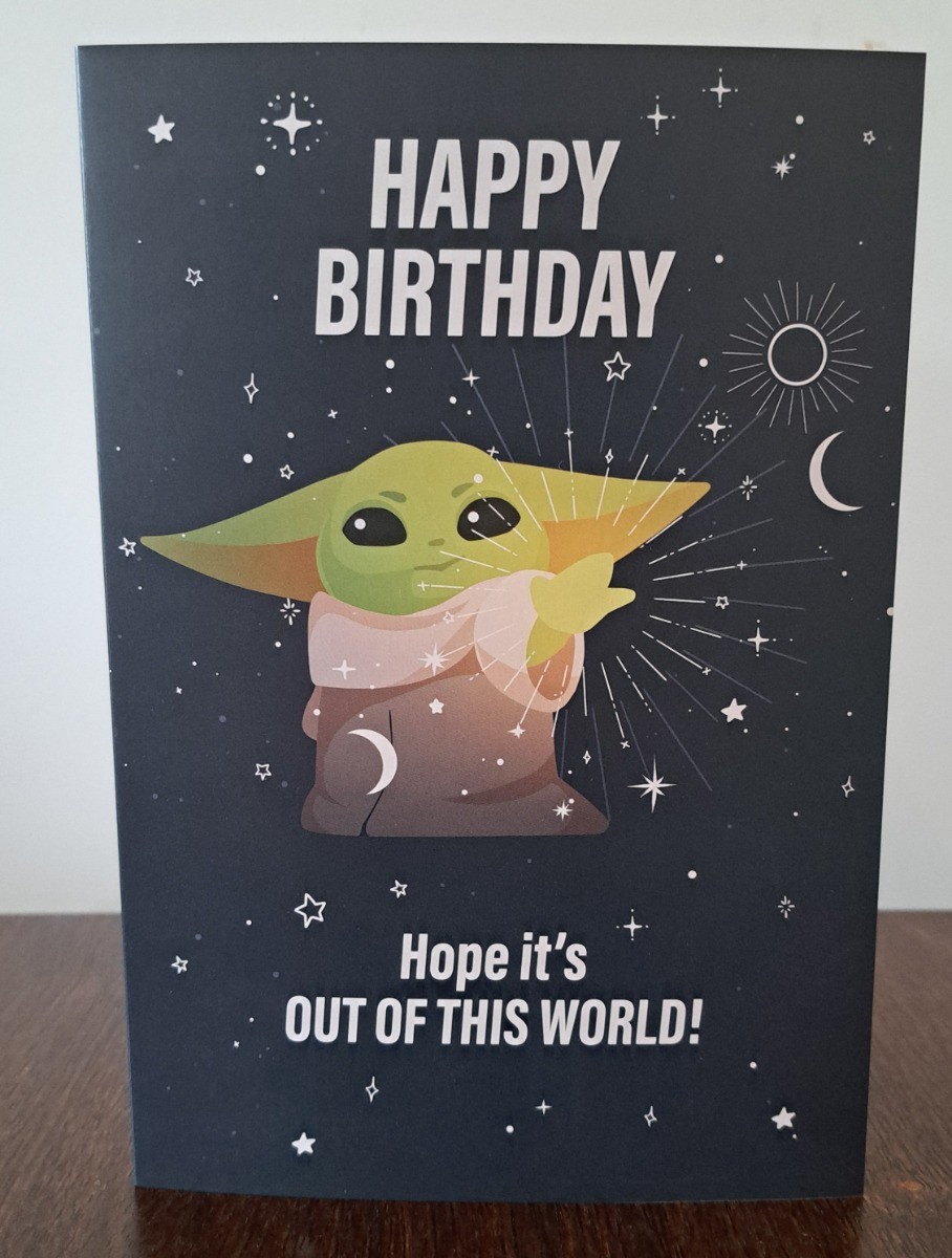 Male Star Wars Yoda Happy Birthday Card. 19x13cm