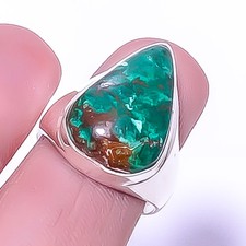 Cuprite Chrysocolla - Africa 925 Sterling Silver Solitaire Ring s.9 R28 A39