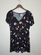 Women  s Wild Fable Black Floral Print Summer Dress Size XXL