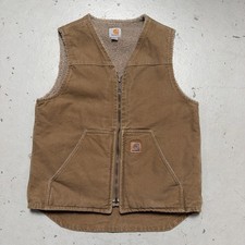 Chaleco de Lona de Trabajo Forrado Sherpa Carhartt V26 FRB Rancho Ropa de Trabajo Occidental Pequeño