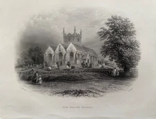 1861 Antique Print; St Mary's Church, Old Basing, Hampshire after Armytage