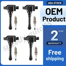 Set of 4 Ignition Coils UF659 & Spark Plugs for (2011-2017) Nissan Juke 1.6L L4
