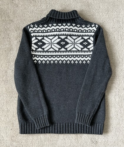 Boys OSHKOSH B'gosh Sweater Nordic Fair Isle Shawl Button Collar Gray Size 10/12 - Picture 2 of 4