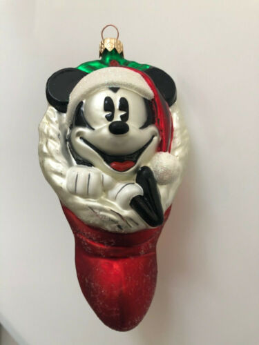 RARE Christopher Radko Mikey Mouse in Stocking Disney Ornament- Mint - Afbeelding 1 van 2