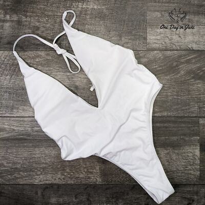 ODIJ Deep V Halter One Piece Swimsuit Size L