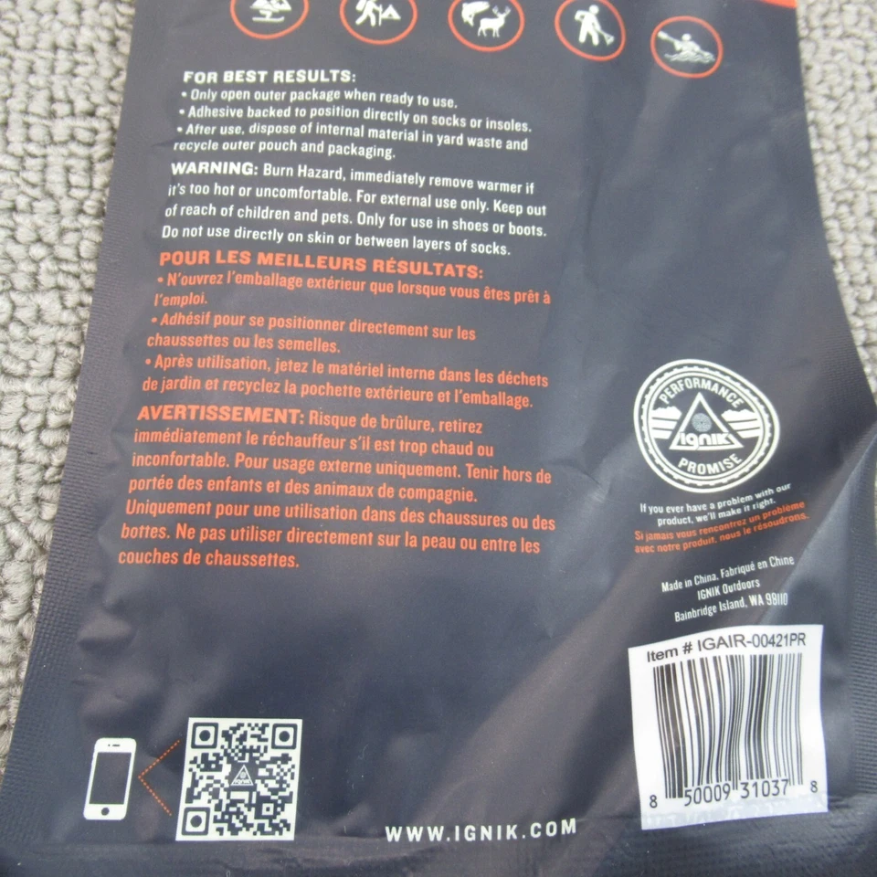 Ignik Toe Warmers Foot Warmers Pack 8 Hours Each Expires 8/30/2025 Lot of 2 NEW - Image 4 of 4