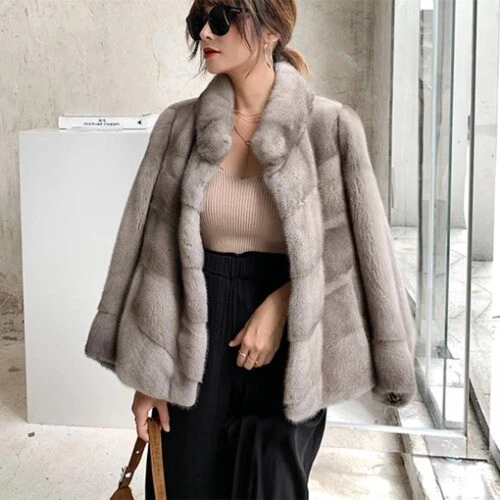 OFF WHITE Cappotti in vera pelliccia di visone nuova morbida calda importazione alta qualità giacche in pelliccia di visone oversize